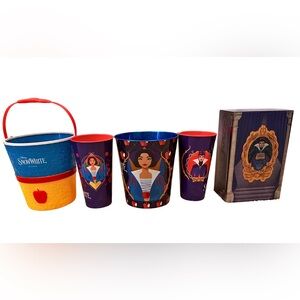 Disney’s Snow White 3 Popcorn Buckets, 2 Cups-Cinemark Lot Of 5